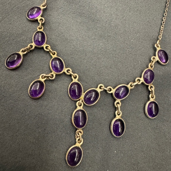 Sterling Silver with Purple Stones Necklace - Picture 3 of 5